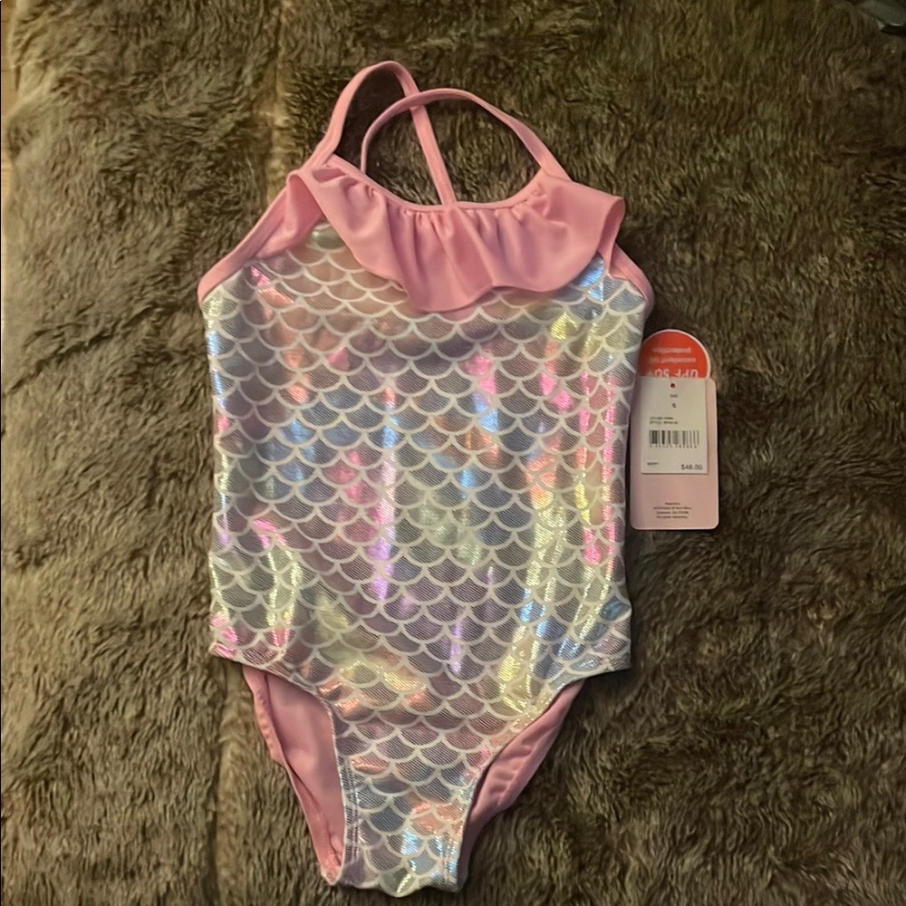 Pink and Iridescent Mermaid Scale Swimsuit